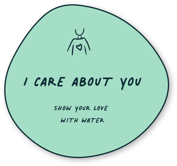 Button for DIY water activities for kids: I Care about you