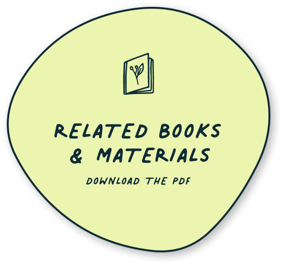 Related Books and Materials Button - Activity ideas for play with nature